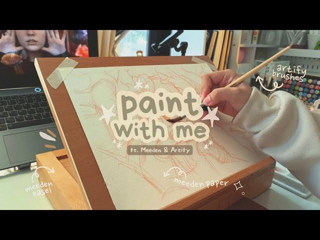 paint with me, watercolor study + mini desk tour w/meeden & artify ⊹ ˖