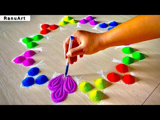 Easy & Beautiful Festival Rangoli Design 2025 | Trending Diwali Kolam Ideas for Home DecorRanuArt