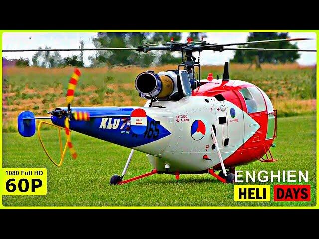 STUNNING GIANT TURBINE SA-319 ALOUETTE III WITH SMOKE | HELIDAYS ENGHIEN 2019