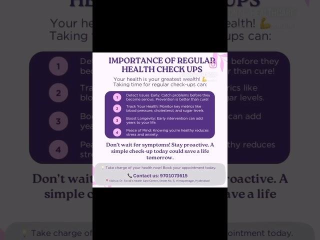 Importance of Regular Health Check Ups ~ Dr. Sonal Jain (MBBS, MD Internal Medicine)