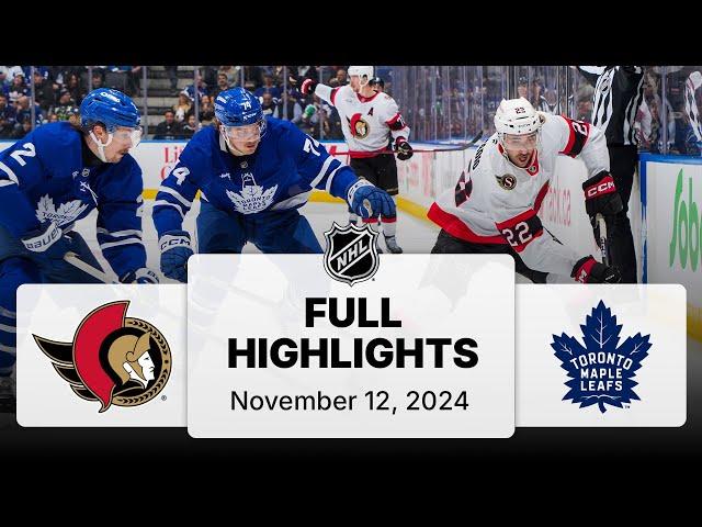 NHL Highlights | Senators vs. Maple Leafs | November 12, 2024