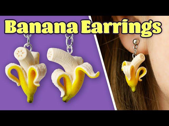 How to make Polymer clay Banana Earrings Tutorial