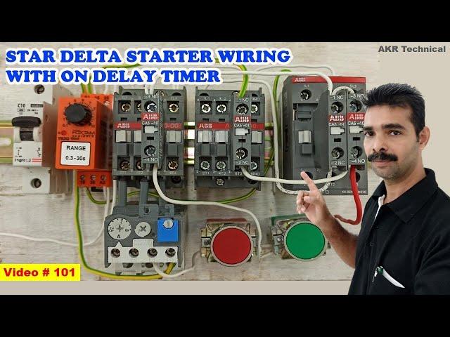 Star - Delta Starter Control Wiring with ON Delay Timer | Auto Star Delta Starter | AKR Technical