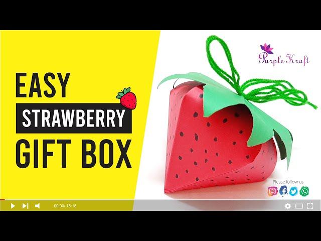 How to make strawberry gift box | Easy paper gift box  | Purple Kraft