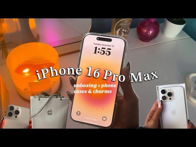 ️ iPhone 16 Pro max (white titanium) unboxing !🫧camera test, accessories & aesthetic phone tour