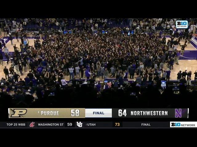 Northwestern UPSETS #1 Purdue and fans storm the court