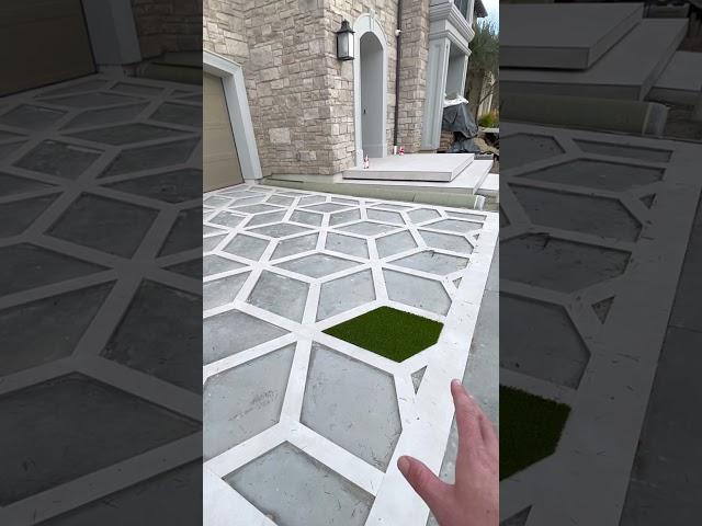 The Cleanest Driveway Design! #luxuryhome #frontyard #driveway  #turf