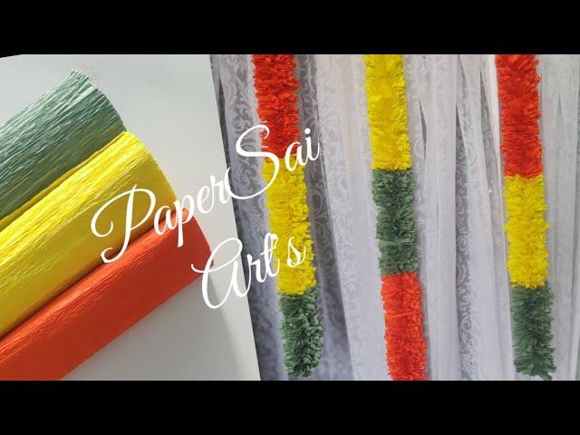 Crepe paper flower garland for decoration at home,Handmade Steamers,Toran making ideas@PaperSaiarts