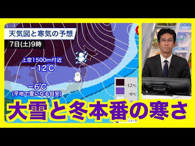 【気象情報】強い寒気が南下し日本海側は大雪や雷雨に注意・全国的に冬の寒さ