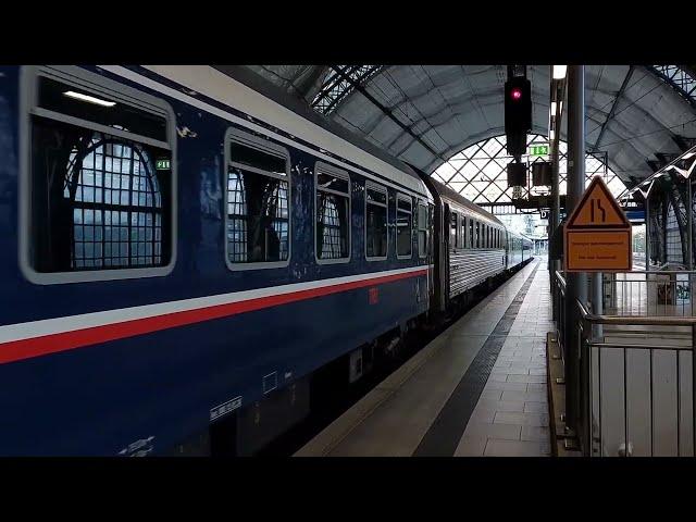 2024 - DE - Arrival of European Sleeper ES 452 night train to Amsterdam / Brussels, in Dresden Hbf