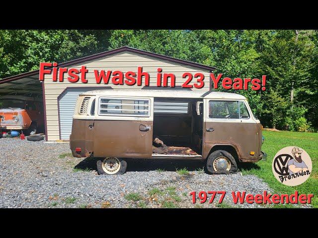 1977 Volkswagen Type 2. T2 Bay Window Bus. Sitting for 23 Years. First wash!