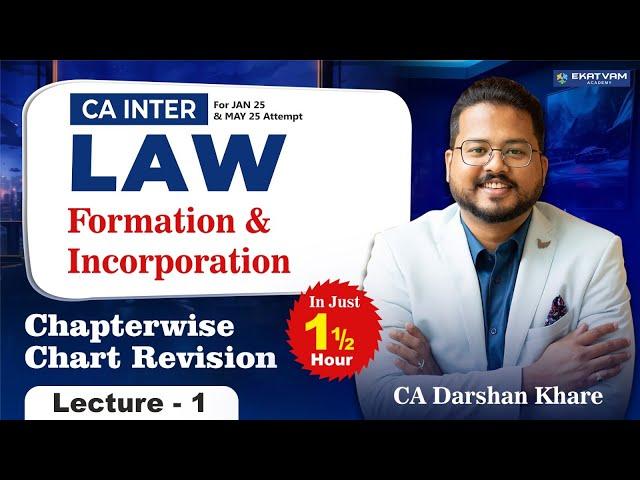 CA Inter Law Chapters Wise Chart Revision Lect 1 | Jan 25 & May 25: Formation & Incorporation