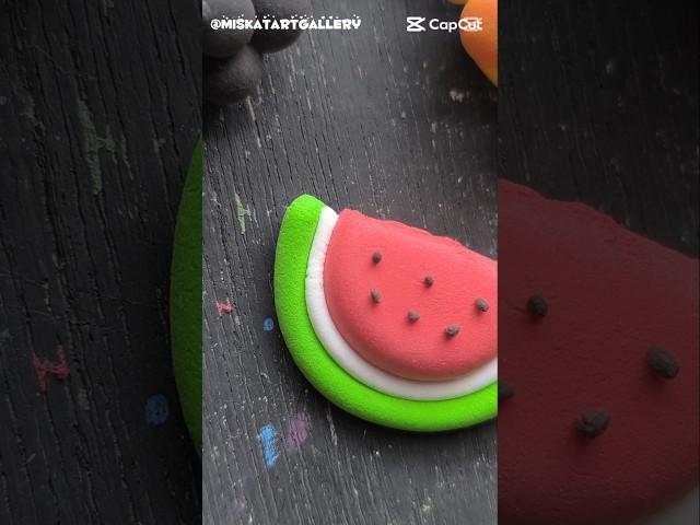 making watermelon with super clay #clay #diy #art #craft #clayart #ytshorts #polymerclay #shorts