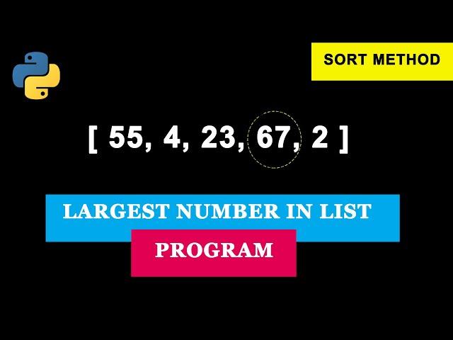Python Program To Find The Largest Number In The Given List Using Sort Method | List Methods