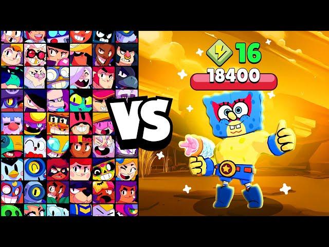 SPONGEBOB vs ALL BRAWLERS! With 16 POWER-UPs! | Brawl Stars