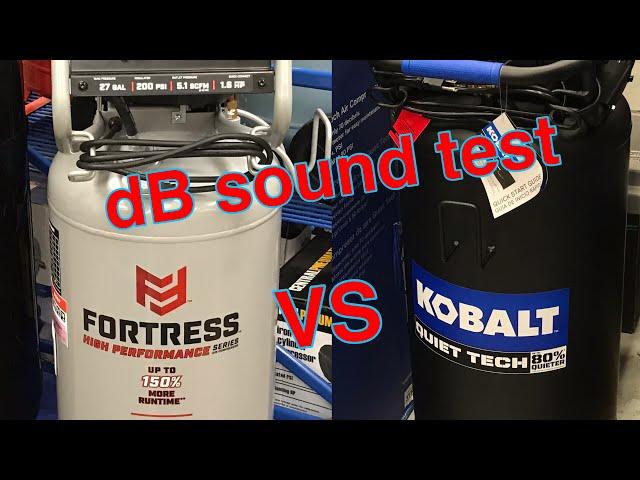 Harbor Freight Fortress 27 gallon vs Kobalt Quiet Tech 26 gallon Air Compressor Sound Test