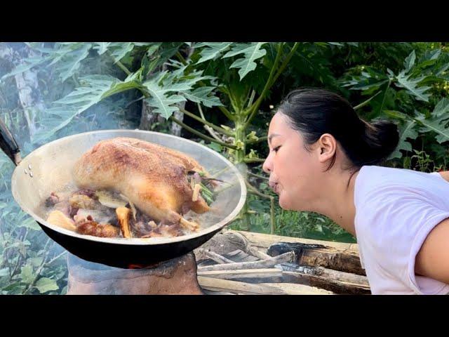 Life in the countryside harvesting fruits & vegetables cooking patotin awhole stewed duck fordinner