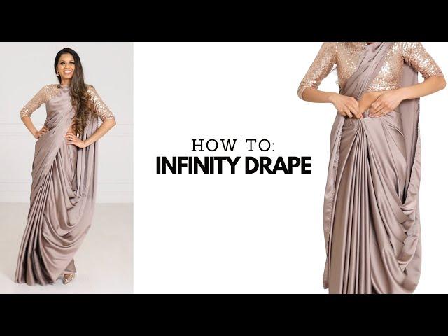 Infinity Drape with Satin Silk Saree | laxmi saree draping | saree new trends | Tia Bhuva