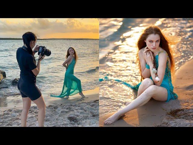 Natural Light Beach Photoshoot, Learn How to Pose a Model, Behind The Scenes