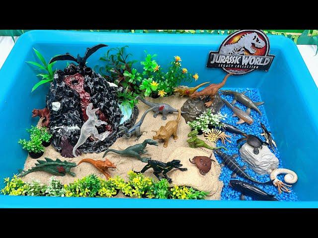 Dinosaur Mini World For Kids | 15 Mini Dino In volcano Island 공룡 박스 쥬라기월드