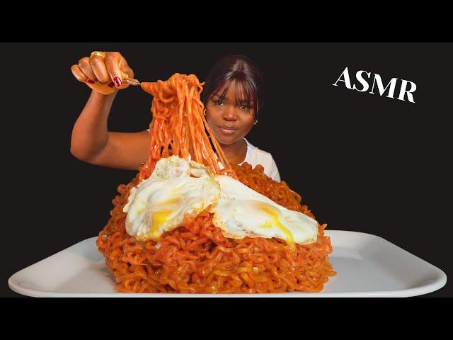 ASMR SPICY NOODLES & FRIED SUNNY SUDE UP EGG  MUKBANG (NO Talking) |Sticky Eating Sounds Vikky ASMR