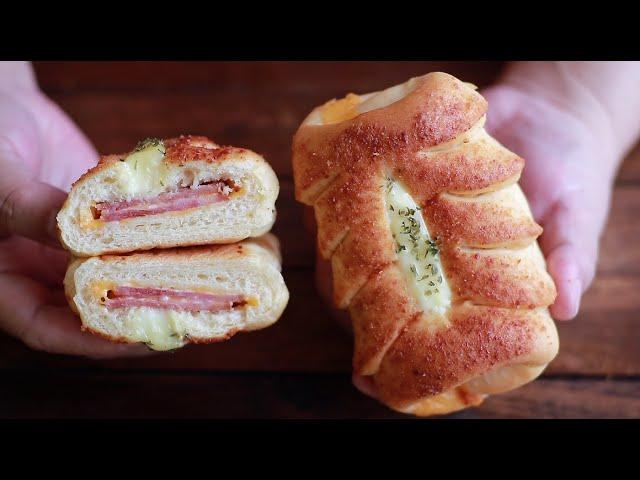 Ham cheese Bread Roll 【cc】火腿芝士面包Hand Kneading so easy手揉面包简单轻松，不需要手套膜【阿栗食譜52】