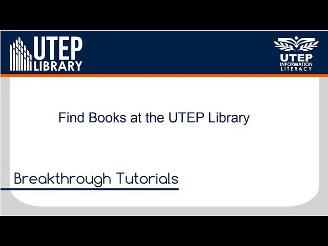 Find Books at the UTEP Library