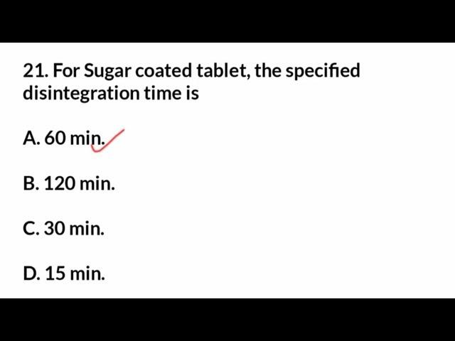 Pharmaceutics MCQ || #PharmacistExamQuestionsPaper | GPAT Exam| DCO Exam | NIPER Exam