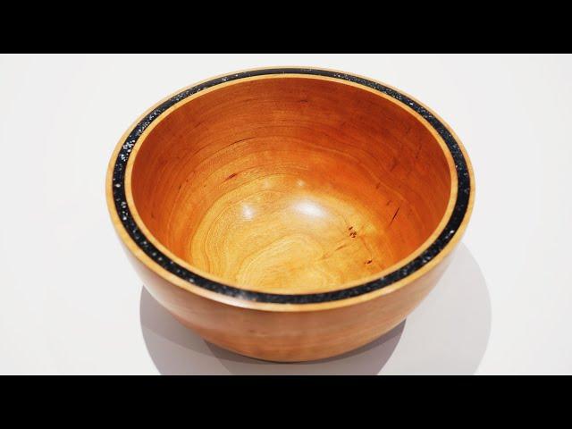 Woodturning | Cherry Bowl with Stone Inlay