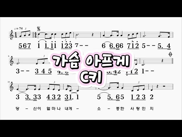 가슴 아프게   남진 C키  하모니카 악보 영상  (크로메틱 연주 가능)