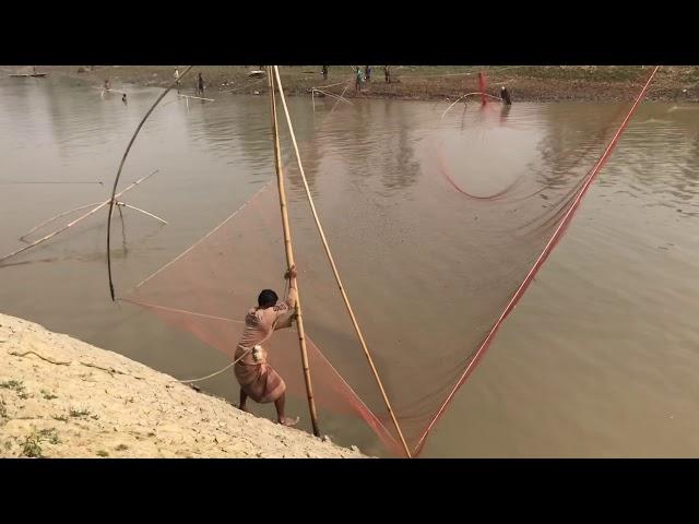 Traditional Fishing using Bamboo and Fishing Net