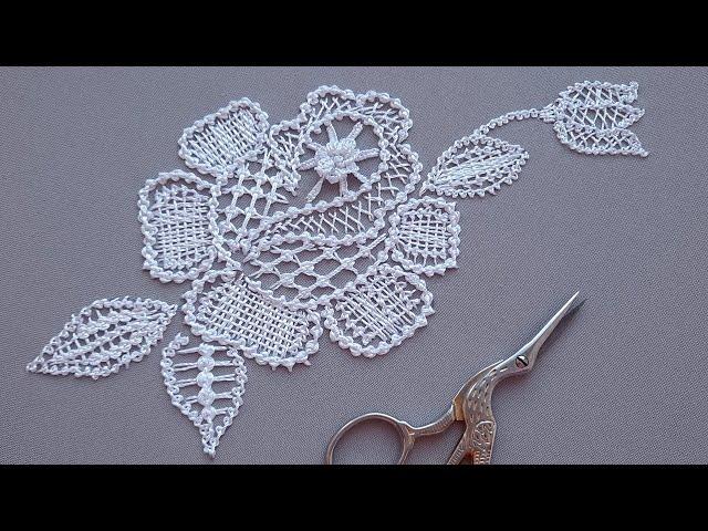 Lace rose || Romanian lace stitches || White work