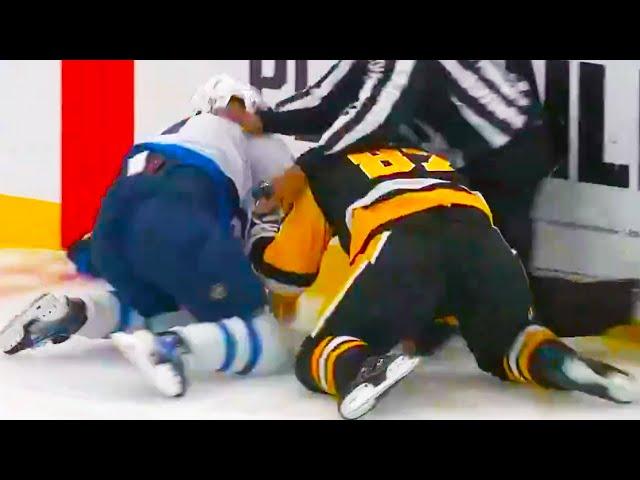 Kyle Connor Sidney Crosby Fight | Pittsburgh Penguins vs Winnipeg Jets 2024 NHL Highlights