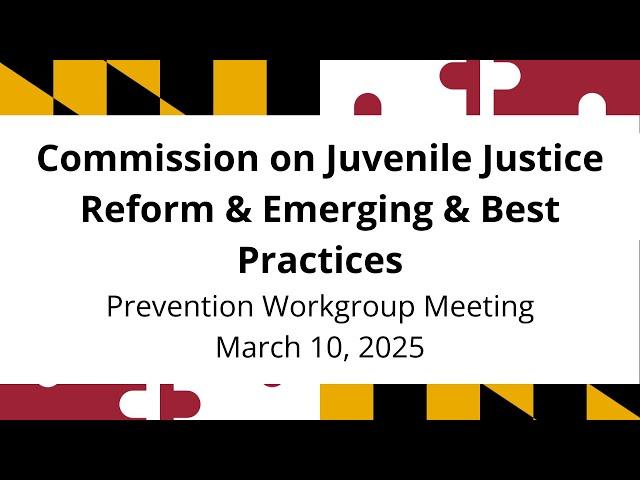 Prevention Workgroup for Commission on Juvenile Justice Reform & Emerging & Best Practices