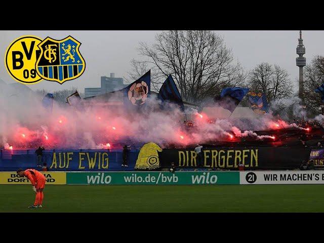 Pyro Saarbrücken-Fans in Dortmund | Borussia Dortmund U23 - FC Saarbrücken