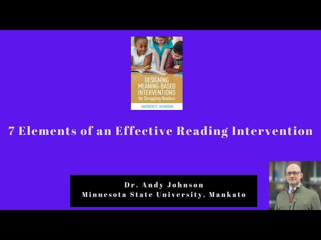 7 Elements of a Reading Intervention