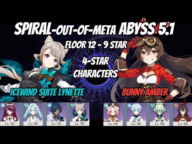 Spiral Abyss 5.1 - Ice Wind Suite Lynette / Bunny Amber - Floor 12 / 9-star - Genshin Impact