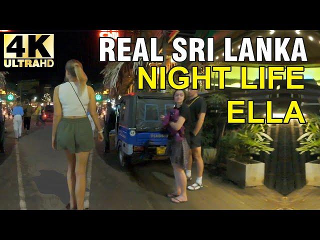 Ella NightLife - Walking tour in Sri Lanka  - 4K 60FPS HDR, Street Sounds, ASMR, No Talk