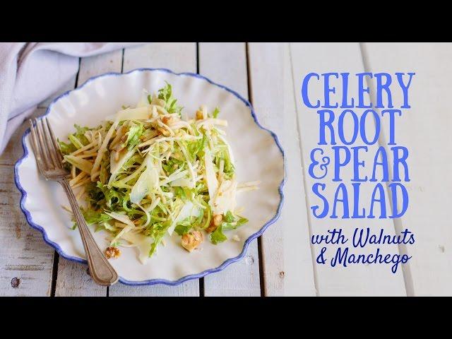 Celery Root + Pear Salad with Walnuts + Manchego