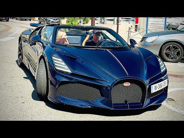 £5m Bugatti Mistral in Blue Carbon driving in Monaco!