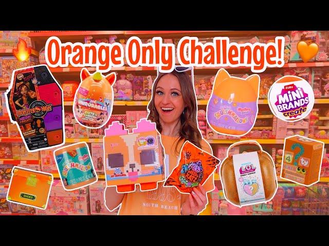 Shop with me for *ORANGE ONLY* Mystery Toys Challenge!! *OMG....🫢* | Rhia Official