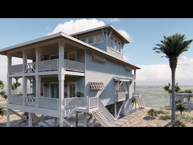 Tiger Beach House Plan Exterior Fly Around