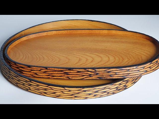 Wood Carving / A tray carved from burnt wood.