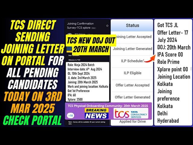 TCS Released Remaining Joining Letter | TCS Joining Letter 2024-2025 | TCS New DOJ Out 20 March 2025