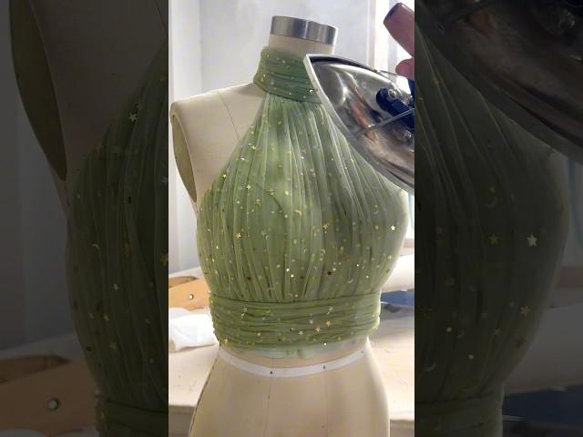 Making a halter mini sage green dress #sewing #fashion #dress #creative