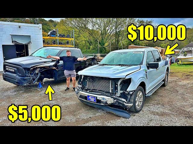 We BOUGHT 2 More WRECKED TRUCKS AT THE SALVAGE AUCTION!! WHICH IS BETTER?