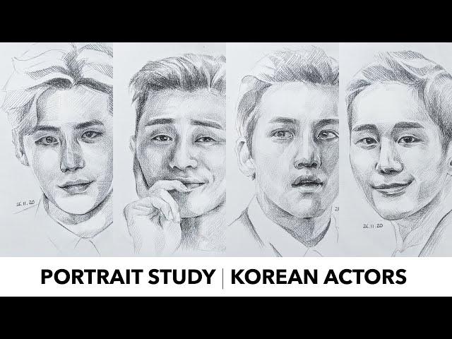 Drawing ️ Lee Jong Suk - Park Seo Joon - Ji Chang Wook - Jung Hae In ️ Portrait study | kaorumap