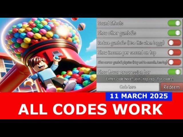 Gumball Factory Tycoon ROBLOX | ALL CODES | MARCH 11, 2025