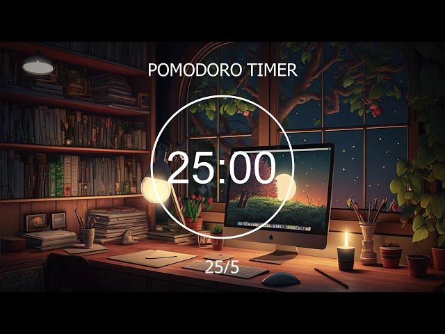 25/5 Pomodoro Timer - Relaxing Lofi, Deep Focus, Study With Me, Stay Motivated