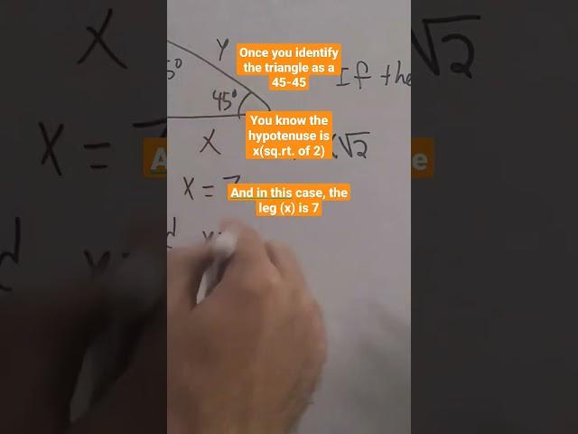 Finding the Hypotenuse of a Special Triangle (Geometry review) #math #maths #review #tips #study